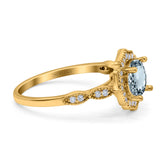 14K Gold 1.42ct Art Deco Round 7mm G SI Diamond Engagement Wedding Ring