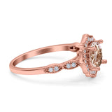 14K Gold 1.42ct Art Deco Round 7mm G SI Diamond Engagement Wedding Ring