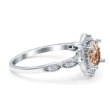 14K Gold 1.42ct Art Deco Round 7mm G SI Diamond Engagement Wedding Ring