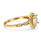 14K Gold 1.42ct Art Deco Round 7mm G SI Diamond Engagement Wedding Ring