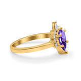 14K Gold 1.5ct Teardrop Art Deco Pear 9mmx6mm G SI Diamond Engagement Wedding Ring