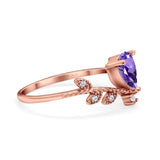 14K Gold Pear 0.77ct G SI Diamond Engagement Vintage Ring Size 6.5