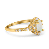 14K Gold Oval 0.95ct G SI Vintage Diamond Engagement Ring Size 6.5