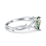14K Gold 0.75ct Pear Art Deco G SI Diamond Engagement Ring Size 6.5