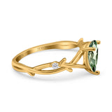 14K Gold 0.75ct Pear Art Deco G SI Diamond Engagement Ring Size 6.5