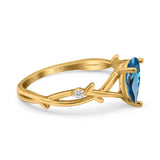 14K Gold 0.75ct Pear Art Deco G SI Diamond Engagement Ring Size 6.5