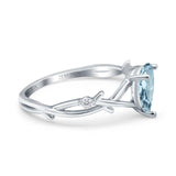 14K Gold 0.75ct Pear Art Deco G SI Diamond Engagement Ring Size 6.5