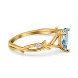 14K Gold 0.75ct Pear Art Deco G SI Diamond Engagement Ring Size 6.5