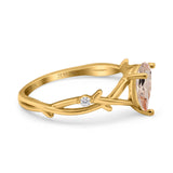 14K Gold 0.75ct Pear Art Deco G SI Diamond Engagement Ring Size 6.5