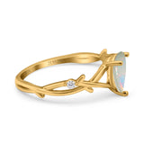 14K Gold 0.75ct Pear Art Deco G SI Diamond Engagement Ring Size 6.5