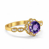 14K Gold Round Vintage Art Deco 1.44ct G SI Diamond Engagement Ring Size 6.5