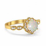 14K Gold Round Vintage Art Deco 1.44ct G SI Diamond Engagement Ring Size 6.5