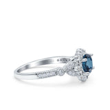14K Gold 1.25ct Floral Art Deco Round 6mm G SI Diamond Engagement Wedding Ring