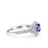 14K Gold 1.25ct Floral Art Deco Round 6mm G SI Diamond Engagement Wedding Ring