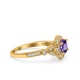 14K Gold 1.25ct Floral Art Deco Round 6mm G SI Diamond Engagement Wedding Ring