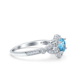14K Gold 1.25ct Floral Art Deco Round 6mm G SI Diamond Engagement Wedding Ring