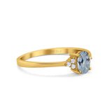 14K Gold 0.87ct Art Deco Oval 7mmx5mm G SI Diamond Engagement Wedding Ring