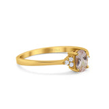 14K Gold 0.87ct Art Deco Oval 7mmx5mm G SI Diamond Engagement Wedding Ring