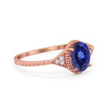 14K Gold 1.26ct Oval Art Deco 8mmx6mm G SI Diamond Engagement Wedding Ring