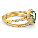 14K Gold 1.62ct Pear 8mmx6mm G SI Diamond Bridal Engagement Wedding Ring
