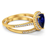 14K Gold 1.62ct Pear 8mmx6mm G SI Diamond Bridal Engagement Wedding Ring