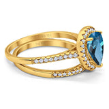 14K Gold 1.62ct Pear 8mmx6mm G SI Diamond Bridal Engagement Wedding Ring