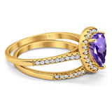 14K Gold 1.62ct Pear 8mmx6mm G SI Diamond Bridal Engagement Wedding Ring