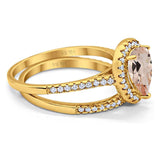 14K Gold 1.62ct Pear 8mmx6mm G SI Diamond Bridal Engagement Wedding Ring