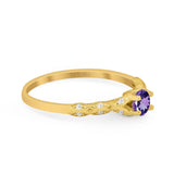 14K Gold 0.33ct Round Petite Dainty Art Deco 4mm G SI Diamond Engagement Wedding Ring