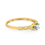 14K Gold 0.33ct Round Petite Dainty Art Deco 4mm G SI Diamond Engagement Wedding Ring