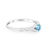 14K Gold 0.33ct Round Petite Dainty Art Deco 4mm G SI Diamond Engagement Wedding Ring