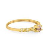 14K Gold 0.33ct Round Petite Dainty Art Deco 4mm G SI Diamond Engagement Wedding Ring