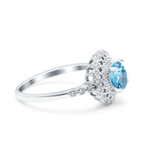 14K Gold 0.77ct Halo Art Deco Round 5.5mm G SI Diamond Engagement Wedding Ring