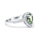 14K Gold 1.42ct Teardrop Pear Halo 8mmx6mm G SI Diamond Engagement Wedding Ring
