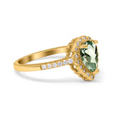 14K Gold 1.42ct Teardrop Pear Halo 8mmx6mm G SI Diamond Engagement Wedding Ring