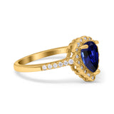 14K Gold 1.42ct Teardrop Pear Halo 8mmx6mm G SI Diamond Engagement Wedding Ring