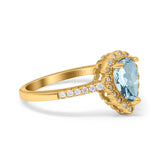 14K Gold 1.42ct Teardrop Pear Halo 8mmx6mm G SI Diamond Engagement Wedding Ring