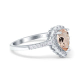 14K Gold 1.42ct Teardrop Pear Halo 8mmx6mm G SI Diamond Engagement Wedding Ring