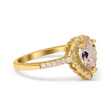 14K Gold 1.42ct Teardrop Pear Halo 8mmx6mm G SI Diamond Engagement Wedding Ring