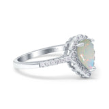14K Gold 1.42ct Teardrop Pear Halo 8mmx6mm G SI Diamond Engagement Wedding Ring