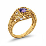 14K Gold 0.15ct Round Antique Style 5mm G SI Diamond Engagement Wedding Ring