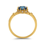 14K Gold 1.34ct Round Art Deco Fashion 7mm G SI Diamond Engagement Wedding Ring