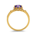 14K Gold 1.34ct Round Art Deco Fashion 7mm G SI Diamond Engagement Wedding Ring
