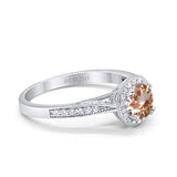 14K Gold 0.67ct Round Halo 6.5mm G SI Diamond Engagement Wedding Ring
