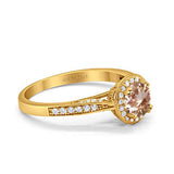14K Gold 0.67ct Round Halo 6.5mm G SI Diamond Engagement Wedding Ring