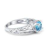 14K Gold 1.11ct Round Art Deco Filigree 6.5mm G SI Diamond Engagement Wedding Ring