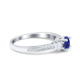 14K Gold 1.37ct Round Three Stone Vintage 6mm G SI Diamond Engagement Wedding Ring