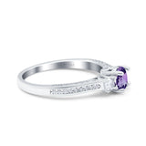 14K Gold 1.37ct Round Three Stone Vintage 6mm G SI Diamond Engagement Wedding Ring