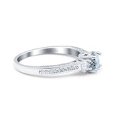 14K Gold 1.37ct Round Three Stone Vintage 6mm G SI Diamond Engagement Wedding Ring