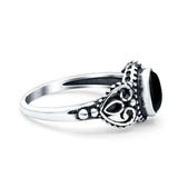 Petite Dainty Oval Solitaire Promise Ring Band Oxidized Braided 925 Sterling Silver